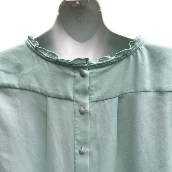 HD In Paris Sheer Sleeve Ruffle Collar Back Button Blouse Top Mint Green Size 2 - Picture 8 of 12